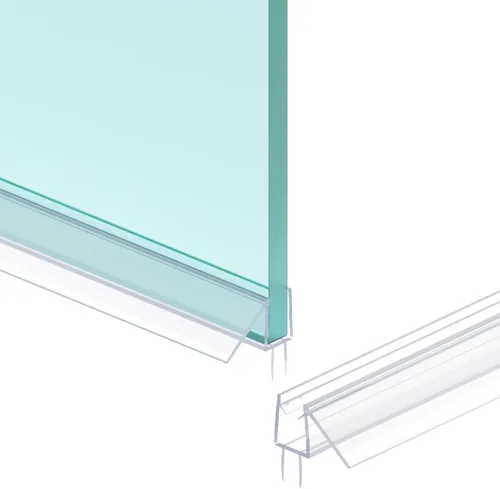Miniatura 10 de Sello inferior de puerta de ducha, tira de sello de 2 piezas, PVC transparente, 36" de longitud, se ajusta a vidrio de 10 mm de espesor, previene