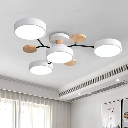 Miniatura 18 de Lámpara de techo LED regulable, lámpara de techo moderna de 9 pulgadas, montaje empotrado, de madera, de 12 W, lámpara blanca para sala de estar