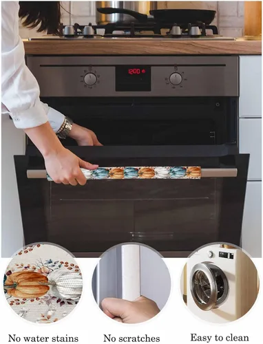 Miniatura 2 de Juego de 2 fundas de arpillera otoñal para manijas de puerta de refrigerador, para lavavajillas, microondas, horno, nevera, estufa