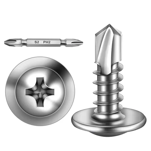 Miniatura 34 de Mywish 200 tornillos autorroscantes negros #10 × 1 pulgada para metal, 410 tornillos de metal negro de óxido de tornillo de acero inoxidable