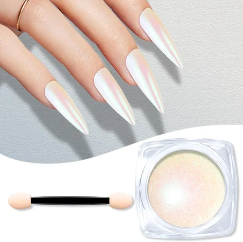 Miniatura 2 de Polvo de uñas cromado de tamaño de prueba para arte de uñas, 0.01 oz, 1 tarro de pigmento holográfico de sirena para polvo de inmersión, uñas