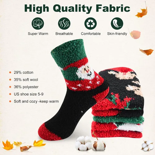 Miniatura 4 de LKV Calcetines de invierno para mujer, caja de regalo, calcetines de lana gruesa, suaves, cálidos, calcetines casuales para mujer, calcetines