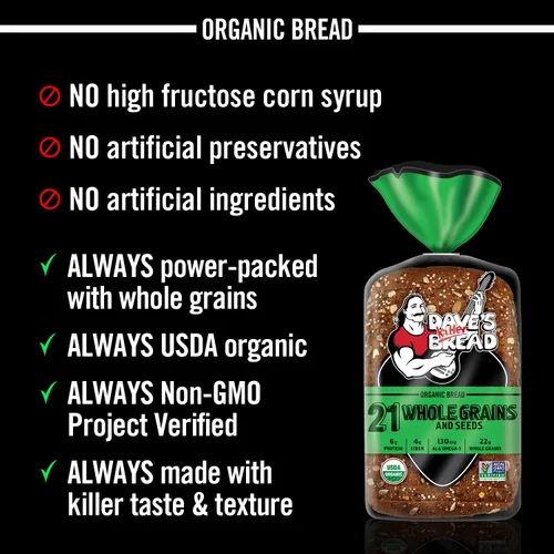 Miniatura 7 de Dave's Killer Bread 21 granos enteros y semillas, pan orgánico de grano entero, pan de 27 onzas