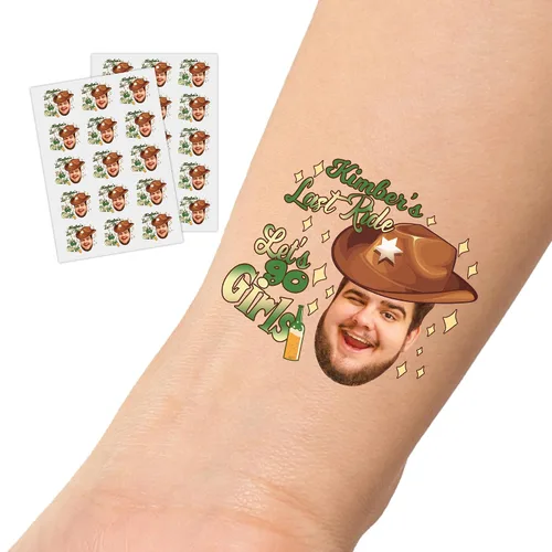 Miniatura 18 de Tatuajes temporales personalizados con foto, suministros de despedida de soltera, tatuajes personalizados cara de novios, tatuajes temporales falsos