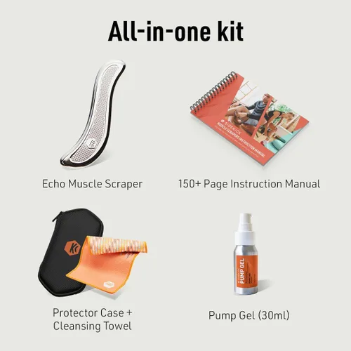 Miniatura 6 de SIDEKICK Echo Muscle Scraper - Herramienta Gua Sha de acero - con agarre antifatiga patentado de acero inoxidable - Kit completo incluido - Diseñado