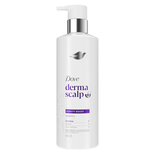 Dove Derma Champú para el cuero cabelludo 1 unidad Impulso de densidad para 4 veces más plenitud visible, con glicerina, 16 onzas