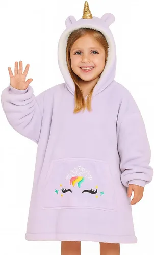 Miniatura 12 de Manta para niños de 3 a 10 años, divertida manta con capucha para niños, sudadera con capucha, sudadera cómoda de gran tamaño para niños, niñas