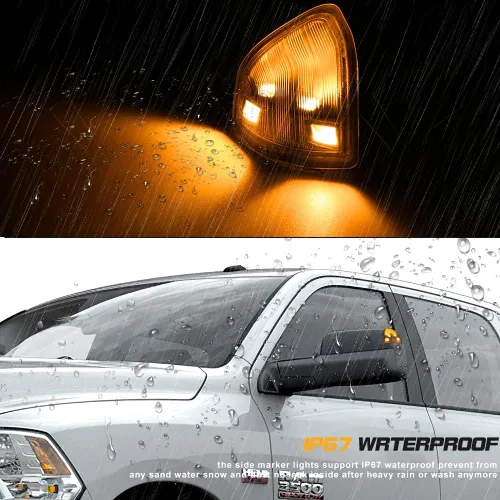 Miniatura 4 de Espejo lateral LED intermitente, luz de retrovisor izquierdo y derecho, lente de cubierta transparente para 68302828AA 68302829AA compatible