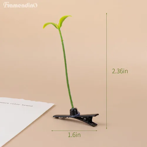 Miniatura 2 de Framendino, Paquete de 10 pinzas divertidas para el pelo de brotes de frijol, pasador de hierba para mujeres y niñas