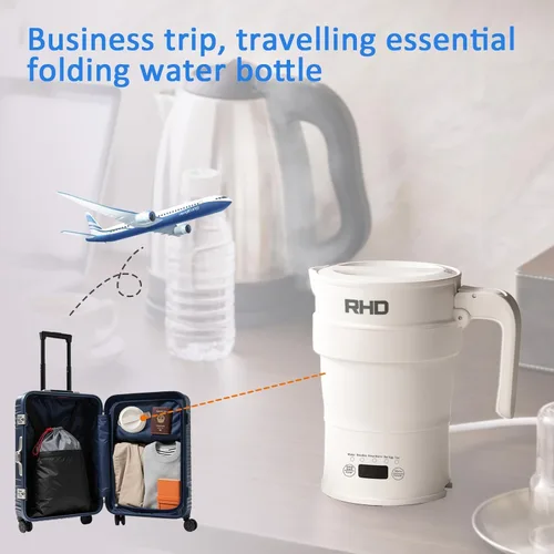 Miniatura 6 de Tetera eléctrica plegable de viaje, hervidor de agua caliente de 700ML con panel multifuncional, hervidor de agua pequeño plegable con mantener