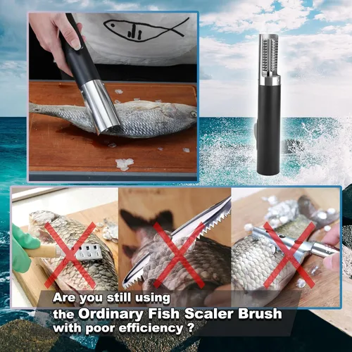 Miniatura 2 de Potente escalador eléctrico de pescado, removedor de pescado inalámbrico para quitar fácilmente las escamas de pescado sin problemas ni desorden