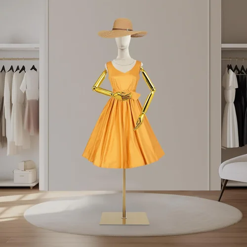 Miniatura 9 de Vestido de maniquí femenino con brazos de metal, altura ajustable de 59 a 78 pulgadas, soporte de cuerpo con cabeza desmontable, forma de vestido