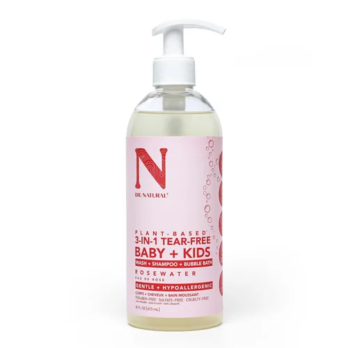 Dr. Natural Jabón para niños 3 en 1 sin lágrimas Baby Plus - Jabón y champú para bebés de la cabeza a los pies - Gel de baño hidratante para piel