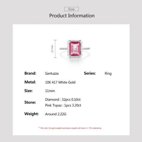 Miniatura 4 de Santuzza Anillo de oro macizo de 10 quilates con piedras preciosas solitarias para mujer