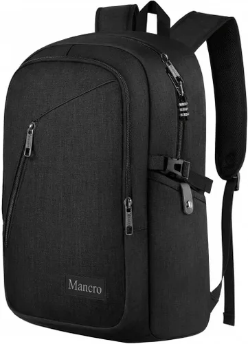 Miniatura 9 de Mancro Mochila para laptop de viaje de negocios, bolsa delgada antirrobo para laptop con puerto de carga USB para hombres y mujeres, bolsa