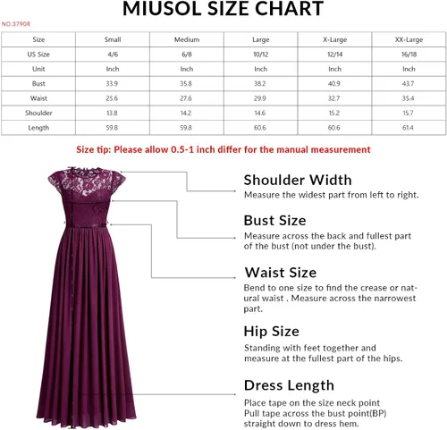 Miniatura 6 de Miusol - Maxi vestido floral con encaje para fiesta de noche y uso formal para mujer