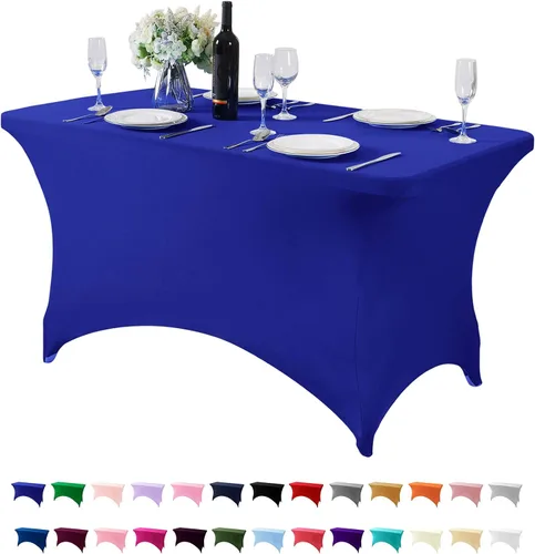 Miniatura 75 de Mantel de elastano para mesas de 4, 6 u 8 pies, mantel elástico universal ajustable para fiestas, banquetes, bodas y eventos - Verde manzana
