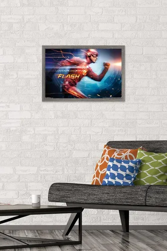 Miniatura 2 de DC Comics Arrowverse The Flash - Póster de pared Speed Force, 22.4 pulgadas de largo x 14.7 W, versión enmarcada de madera de granero