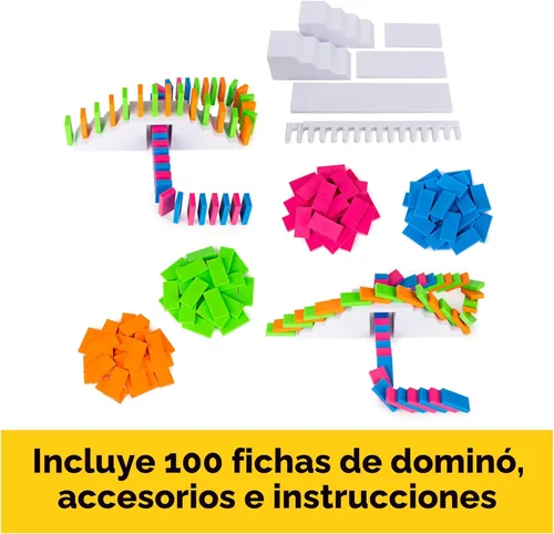 Miniatura 3 de Spin Master Games, Lily Hevesh H5 Domino Creations - Juego de 100 fichas de dominó neón, juguetes de construcción para niños y familia, juego