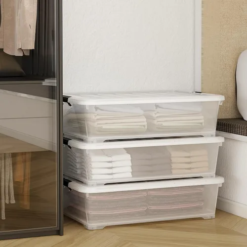 Miniatura 4 de Morcte Cajas de almacenamiento de plástico de 40 cuartos de galón, contenedor de almacenamiento de plástico transparente debajo de la cama
