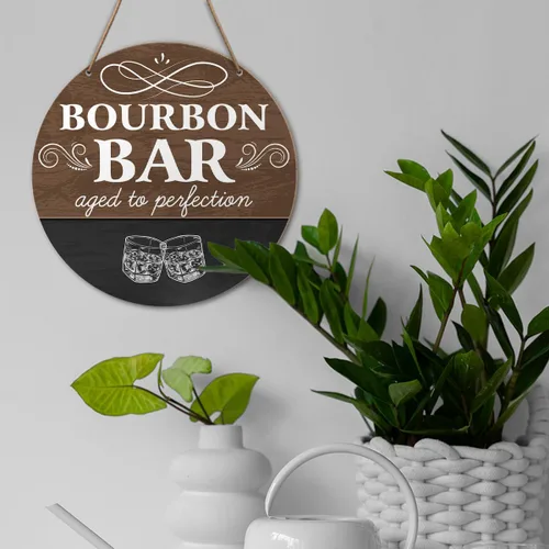 Miniatura 3 de Letrero de pared con diseño de bar de Bourbon, decoración rústica de madera para colgar, 10.2 x 10.2 pulgadas
