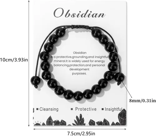 Miniatura 64 de Pulsera de cristal curativo para mujer de 0.315 in, pulsera de cuentas de cristal natural ajustable hecha a mano, joyería curativa, regalo