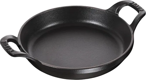 Staub Plato para hornear de hierro fundido de 4.5 pulgadas, mini redondo para gratinar, negro mate, fabricado en Francia