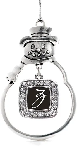 Miniatura 187 de Inspired Silver - Adorno de rodillo de reina - Adorno cuadrado de plata con muñeco de nieve con joyas de circonita cúbica
