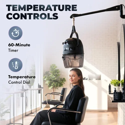 Miniatura 3 de Pibbs 515 Kwik Dri - Secador de pelo montado en la pared para salones profesionales, secadora con capucha de 1100 W, brazo de pared ajustable de 6