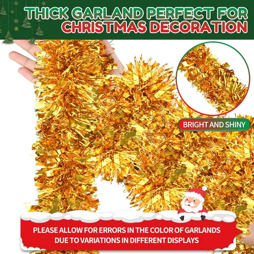 Miniatura 3 de Guirnalda de oropel de Navidad de 33 pies, guirnalda gruesa de oropel para decoración del árbol de Navidad, guirnalda metálica para Navidad