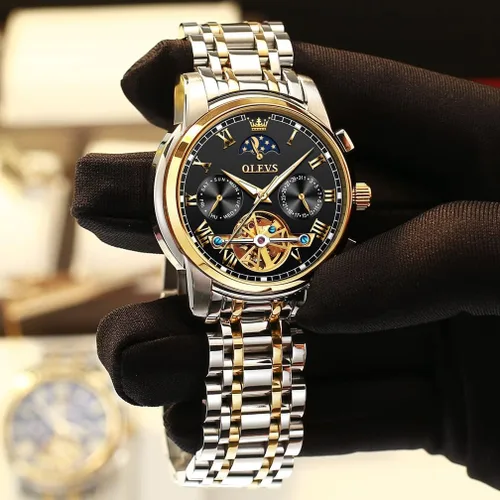Miniatura 32 de OLEVS Relojes automáticos para hombre, esqueleto mecánico, de lujo, a la moda, reloj de pulsera luminoso impermeable
