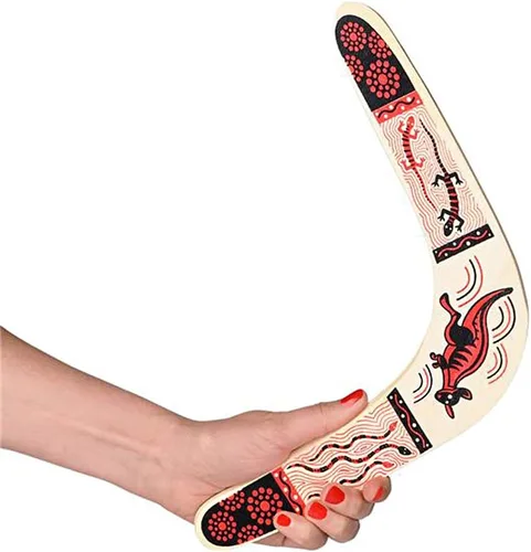 Miniatura 4 de ArtCreativity Boomerang de madera, juego de 2, boomerang clásico de retorno para niños con obras de arte coloridas, boomerangs para adultos