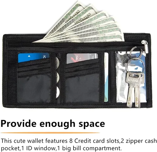 Miniatura 4 de Billetera para niños y niñas, billetera para niños pequeños, billetera de lona triple para exteriores, billeteras juveniles para niños y niños