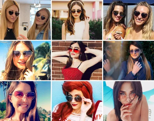 Miniatura 6 de JOVAKIT Gafas de sol polarizadas con forma de corazón para mujer, estilo encantador, marco de metal, lentes de protección UV400