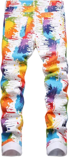 Miniatura 53 de Baylvn - Pantalones de mezclilla entallados y estampados para hombre con corte recto