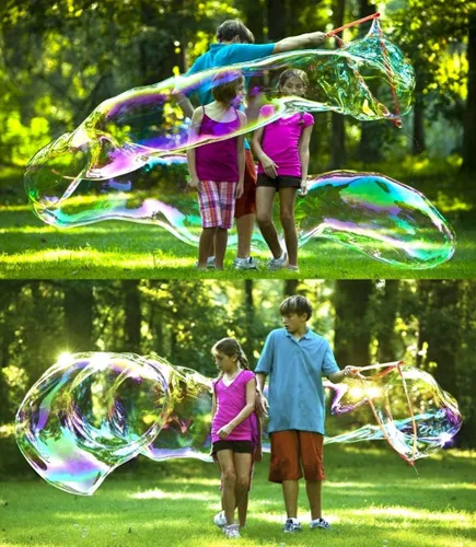 Miniatura 2 de BUBBLETHING - Varita y libro de burbujas grandes, sopla burbujas a 20 pies de largo, este es el libro que construyó el deporte de burbujas gigantes