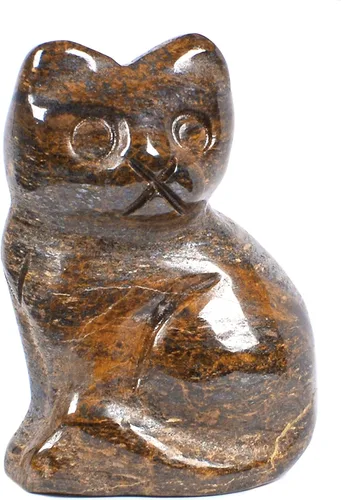 Miniatura 26 de Justinstones Escultura de gato tallada de cristal de cuarzo, estatua de gato de animal gatito de 1.181 in, mini figura de gato sentado de cristal