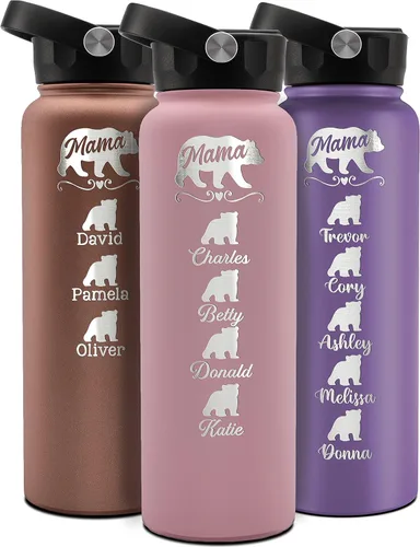 Miniatura 9 de Amazing Items Vaso personalizado de mamá oso, 20 o 30 onzas, 13 colores, nombres de hasta 5 cachorros, regalos para nueva mamá, vaso personalizado