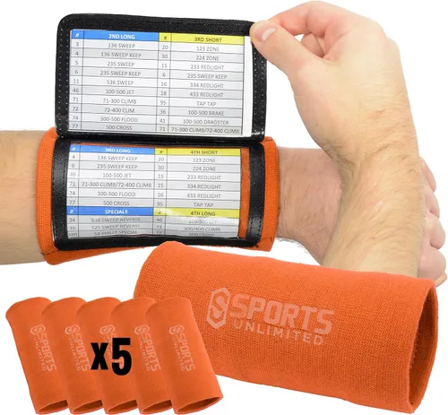 Miniatura 14 de Sports Unlimited Banda Instructora Triple para Adultos, Muñequeras de Fútbol para Jugadas, Muñequeras de Béisbol, Bandas de Brazo QB Negro