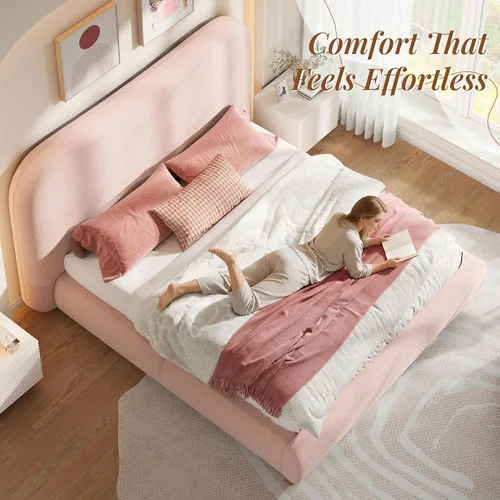 Miniatura 6 de Jocisland Base de cama de nube de tamaño Queen, cabecera curvada de 7.1 pulgadas de grosor, esquinas redondeadas suaves, diseño seguro para niños