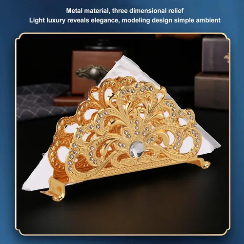 Miniatura 2 de Servilletero de metal dorado, dispensador de pañuelos, organizador de servilletas de mesa para cocina, restaurante, cena, fiesta, decoración de mesa