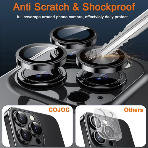Miniatura 4 de COJOC [3+1] Protector de lente de cámara para iPhone 14 Pro/iPhone 14 Pro Max, [diseño original] Protector de pantalla de cámara de vidrio templado