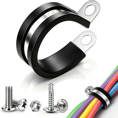 Miniatura 10 de Taiss 40 piezas de abrazaderas de cable de 3/4 pulgada, abrazaderas de alambre aisladas de goma de acero inoxidable 304, abrazaderas en bucle
