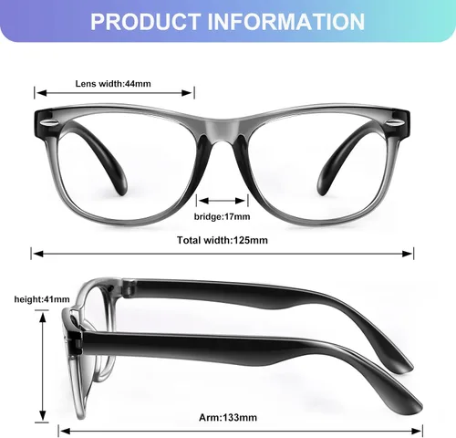 Miniatura 2 de Okany Gafas de luz azul para niños, paquete de 3 lentes de bloqueo de luz azul para adolescentes, niños y niñas de 3 a 10 años, pantalla de Gris