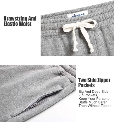 Miniatura 3 de caloleyng Pantalones cortos de algodón para hombre, 8 pulgadas de largo, estilo casual, con bolsillos, para entrenamiento, gimnasio, pantalones