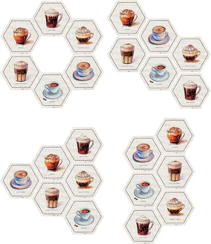 Miniatura 8 de Pintoo Juego de rompecabezas de azulejos de pared, serie Coffee Time, seis de 56 piezas de azulejos de pared crean pantallas 3D con tiras
