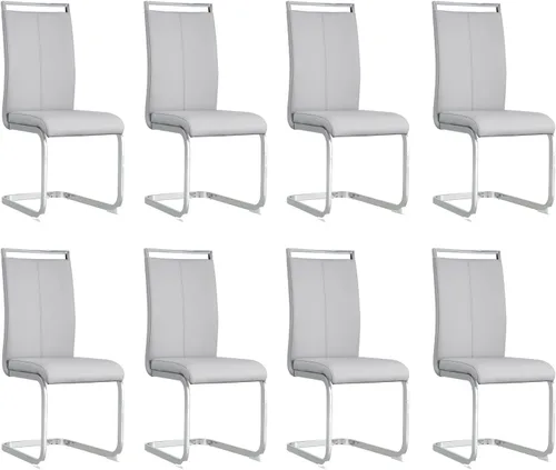 Miniatura 47 de gopop Juego de sillas de comedor, sillas modernas de metal con asiento acolchado de piel sintética, respaldo alto y patas cromadas resistentes, claro