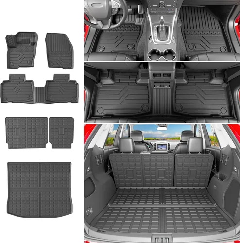 Miniatura 39 de powoq Tapete de suelo compatible con Honda Pilot 2016-2022 con alfombrilla de respaldo, forro de carga de repuesto para accesorios Honda Pilot