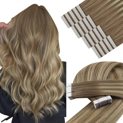 Miniatura 29 de YoungSee - Extensiones de cabello humano con cinta adhesiva, color negro ombre, extensiones de cabello humano real, cinta adhesiva invisible