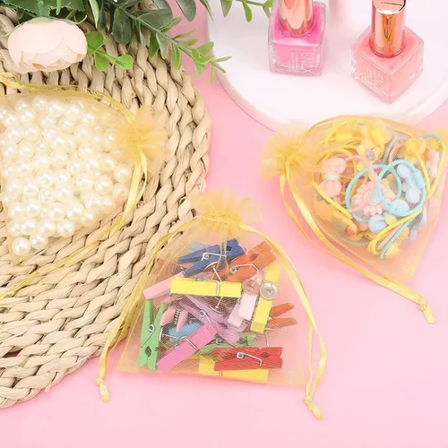 Miniatura 6 de 50 bolsas de organza doradas de 4 x 6 pulgadas con cordón, bolsas de malla para joyería, bolsas de regalo para Baby Shower, favores de boda, dulces